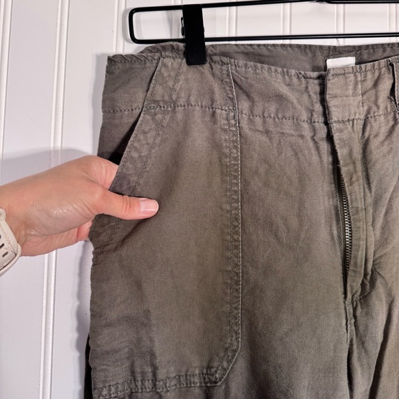 GAP Wide Leg Linen Cotton Blend Olive Green Pants Women’s Size 6 - Picture 4 of 10